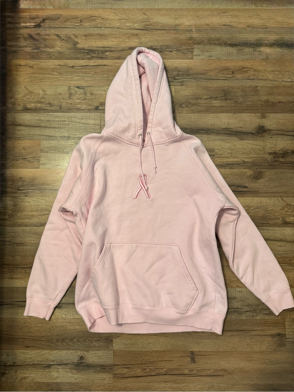 Women's Light Pink Pullover Hoodie with Ribbon Detail